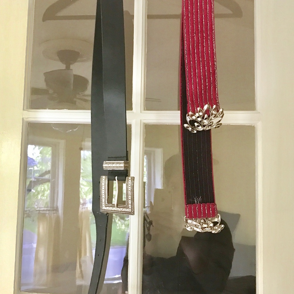 🔴SOLD🔴 silver black and pink silver belts